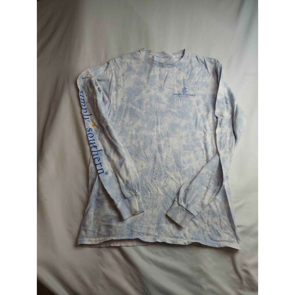 Simply Southern Blue Jean Baby Long Sleeve T-Shirt Womens Small Blue Tie Dye